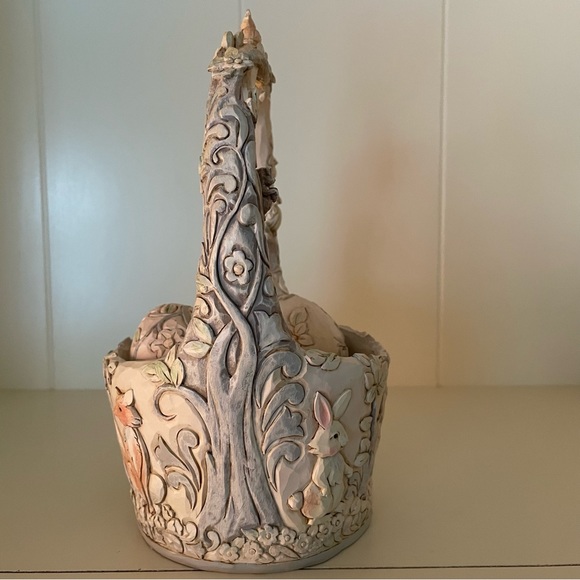 Jim Shore “Follow Your Path” White Woodland Easter Basket with Eggs - Picture 2 of 16